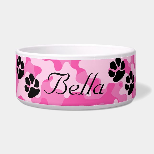 Pink Camouflage Dog Bowl (Front)