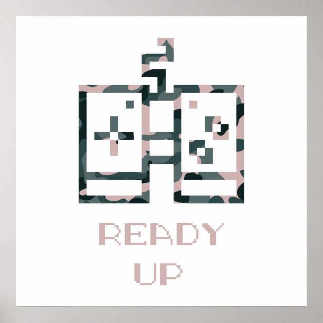 Pink Camouflage Game Controller Ready Up Gamer Poster (Front)