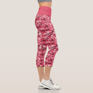 Pink Camouflage High Waisted Capris