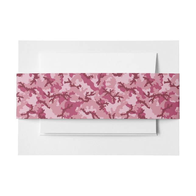 Pink camouflage invitation belly band (Front Example)