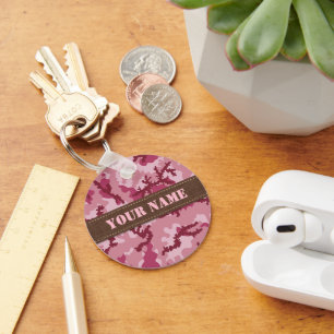 Pink camouflage key ring