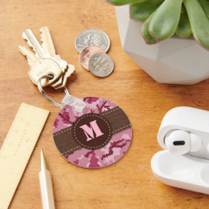 Pink camouflage key ring