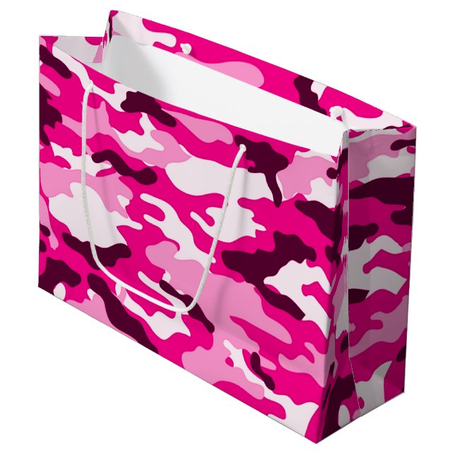 Pink camouflage Large Gift Bag (Front Angled)