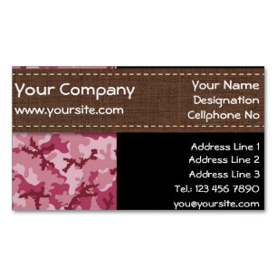 Pink camouflage magnetic business card