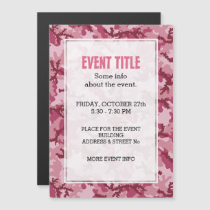 Pink camouflage magnetic invitation