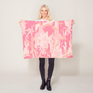 Pink Camouflage, Military, Army Fleece Blanket