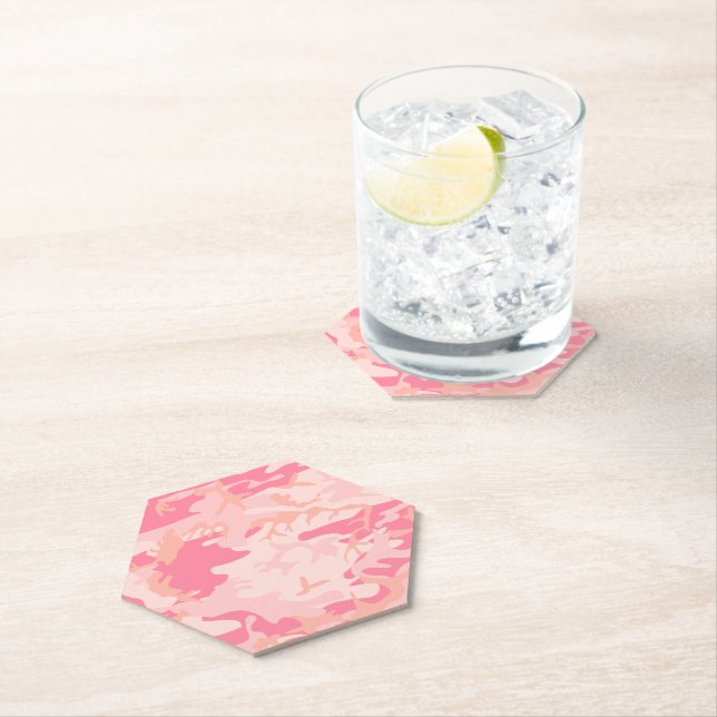 Pink Camouflage, Military, Army Paper Coaster (Insitu)