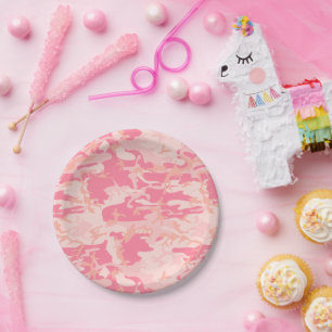 Pink Camouflage, Military, Army Paper Plate