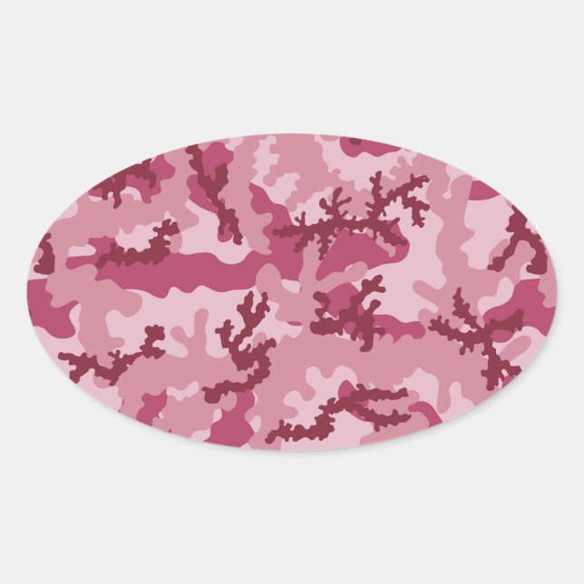 Pink camouflage oval sticker (Front)