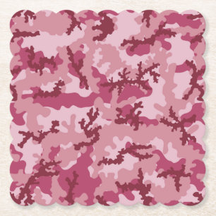 Pink camouflage paper coaster