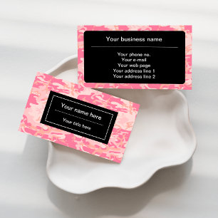 Pink Camouflage Pattern, Military, Army Business Card