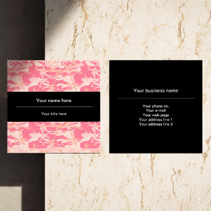 Pink Camouflage Pattern, Military, Army Square Business Card
