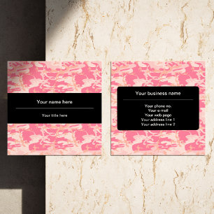 Pink Camouflage Pattern, Military, Army Square Business Card
