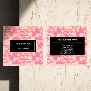 Pink Camouflage Pattern, Military, Army Square Business Card