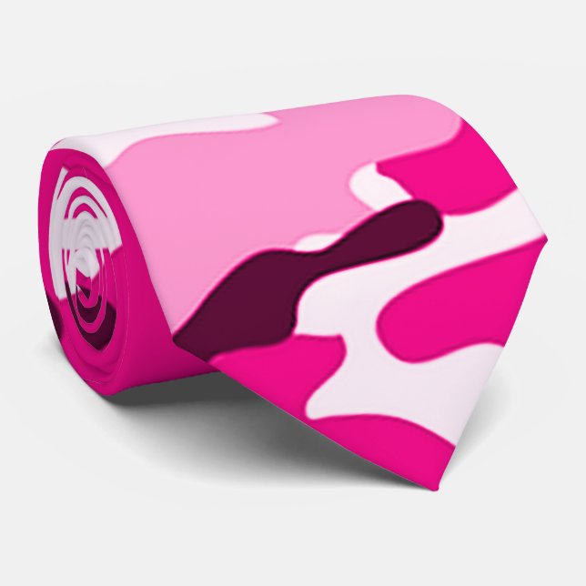 Pink Camouflage Pattern Tie (Rolled)
