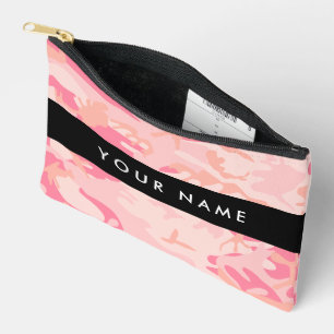 Pink Camouflage Pattern, Your name, Personalise Accessory Pouch