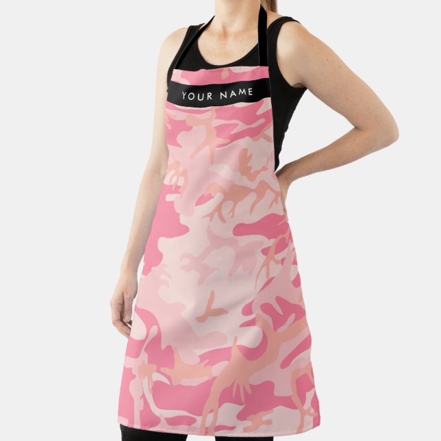 Pink Camouflage Pattern, Your name, Personalise Apron (Insitu)