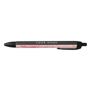 Pink Camouflage Pattern, Your name, Personalise Black Ink Pen