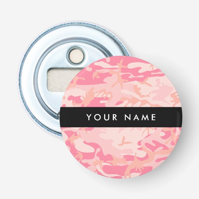 Pink Camouflage Pattern, Your name, Personalise Bottle Opener (Front)