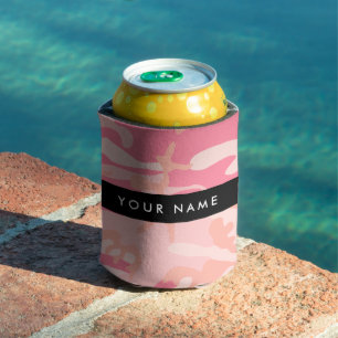 Pink Camouflage Pattern, Your name, Personalise Can Cooler