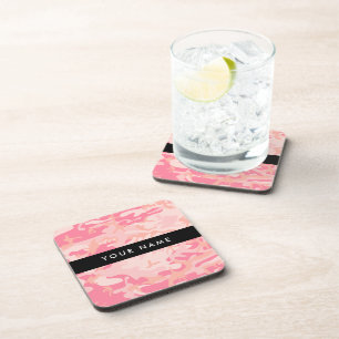 Pink Camouflage Pattern, Your name, Personalise Coaster