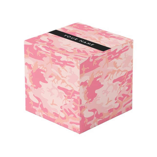 Pink Camouflage Pattern, Your name, Personalise Cube (Front Angled)