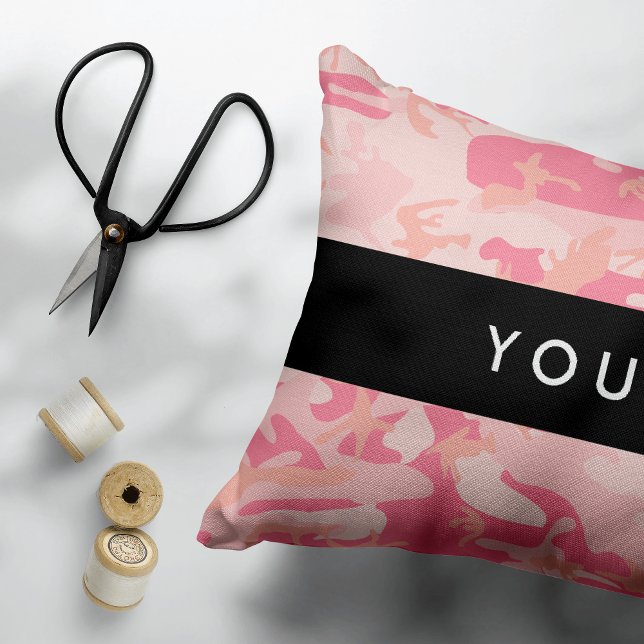 Pink Camouflage Pattern, Your name, Personalise Decorative Cushion (Creator Uploaded)