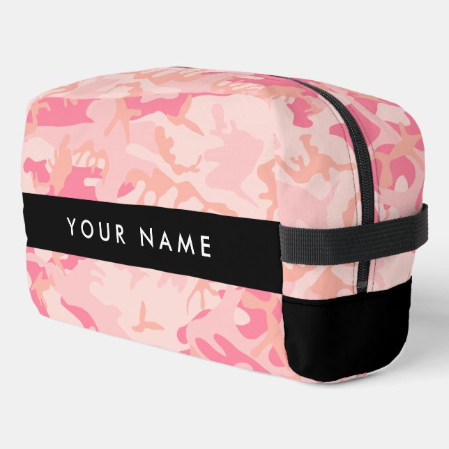 Pink Camouflage Pattern, Your name, Personalise Dopp Kit (Left Corner)