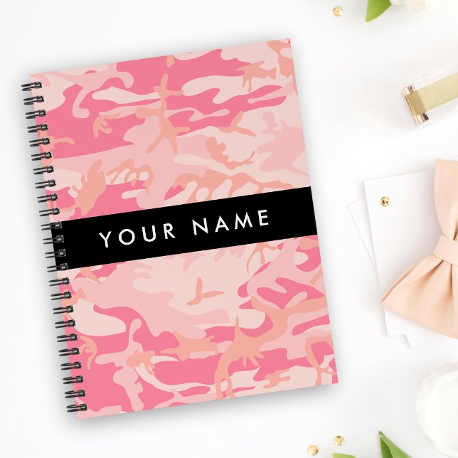 Pink Camouflage Pattern, Your name, Personalise Notebook (Creator Uploaded)