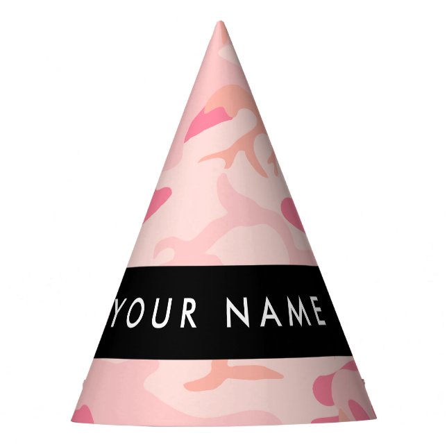 Pink Camouflage Pattern, Your name, Personalise Party Hat (Front)