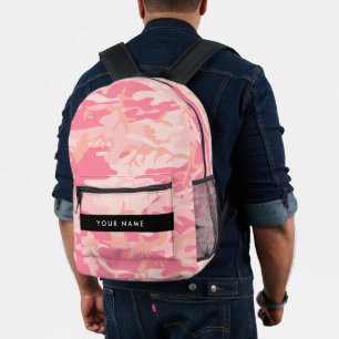 Pink Camouflage Pattern, Your name, Personalise Printed Backpack