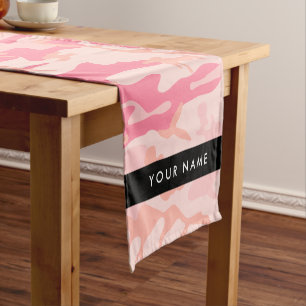 Pink Camouflage Pattern, Your name, Personalise Short Table Runner