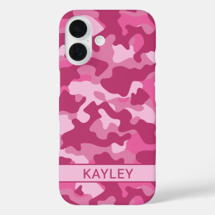 Pink Camouflage Personalised iPhone 16 Case