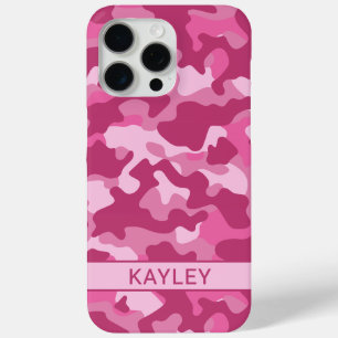Pink Camouflage Personalised iPhone 15 Pro Max Case