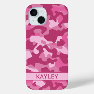 Pink Camouflage Personalized iPhone 15 Case