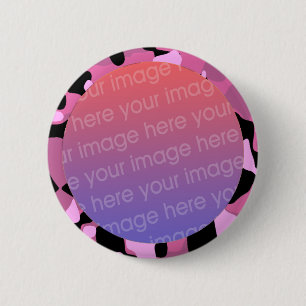 pink camouflage photo frame 6 cm round badge
