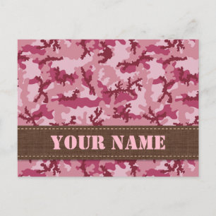 Pink camouflage postcard