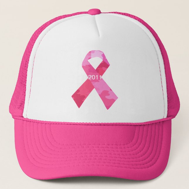 Pink Camouflage Ribbon Date Ribbon Hat (Front)