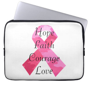 Pink Camouflage Ribbon Faith Laptop Sleeve