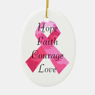 Pink Camouflage Ribbon Faith Oval Ornament