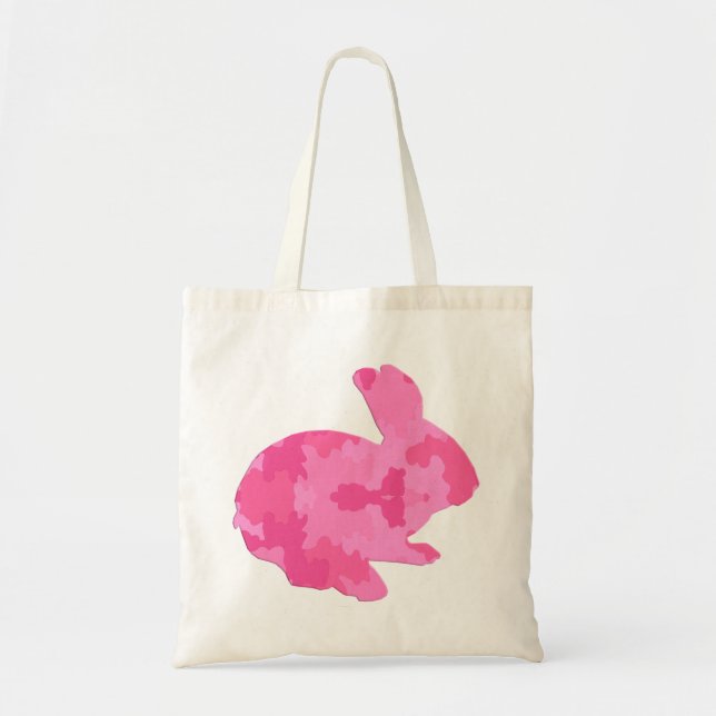 Pink Camouflage Silhouette Easter Bunny Tote Bag (Front)