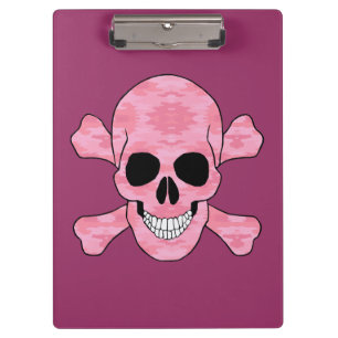Pink Camouflage Skull And Crossbones Clipboard