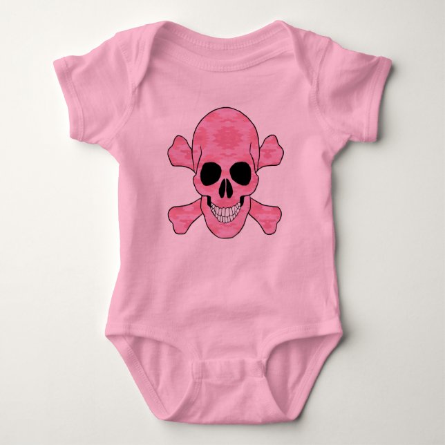 Pink Camouflage Skull And Crossbones Creeper (Front)