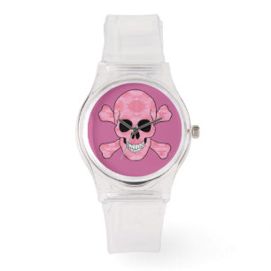 Pink Camouflage Skull And Crossbones Watch