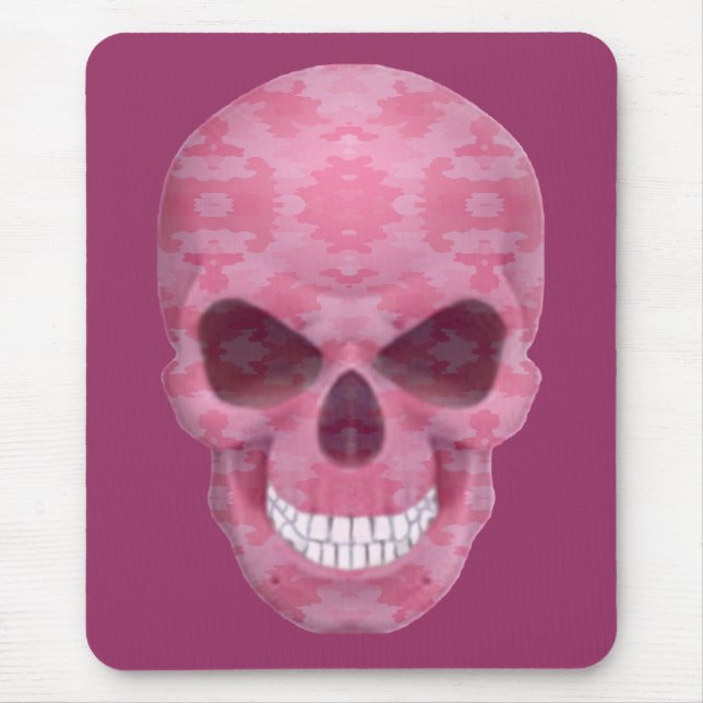 Pink Camouflage Skull Mouse Pad (Front)
