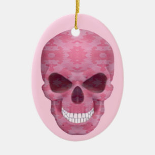 Pink Camouflage Skull Oval Ornament