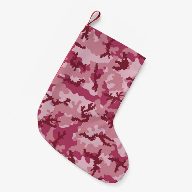 Pink camouflage small christmas stocking (Front (Hanging))
