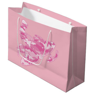 Pink Camouflage Snowmobiler Large Gift Bag