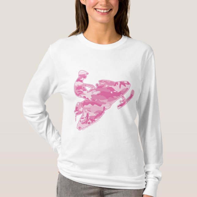 Pink Camouflage Snowmobiler T-Shirt (Front)