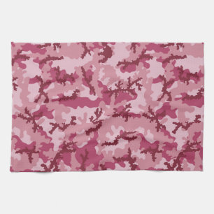 Pink camouflage tea towel